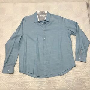 Calvin Klein Liquid Cotton Sky Blue long sleeve dress shirt XXL‎